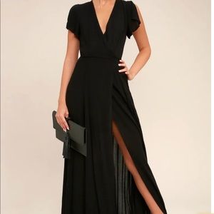 Lulus Heart of Marigold black wrap maxi dress size s